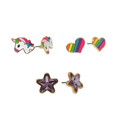 Set of 3 Earrings - Rainbows and Unicorns