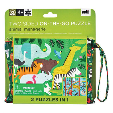 Two-sided on-the-go Puzzle - Animal Menagerie