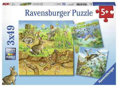 3 x 49 pc Puzzle - Animals in their habitats