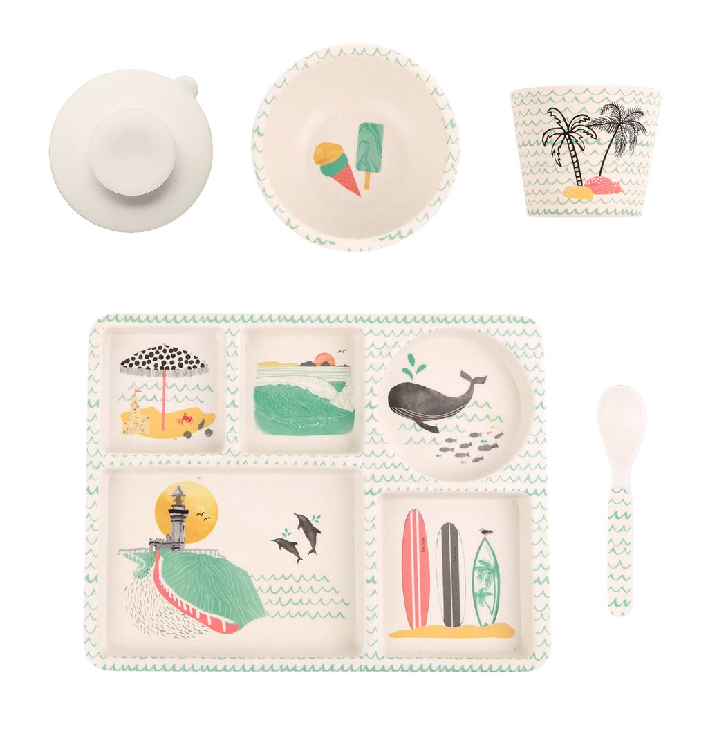 Bamboo Divided Plate Set