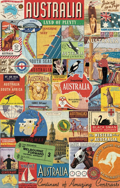 500 pc Vintage Puzzle €“ Australian Collage