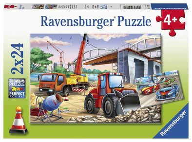 2 x 24 pc Puzzle - Construction and Cars