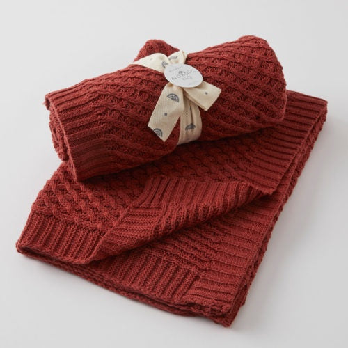 Basket Weave Knit Blanket - 100% Cotton