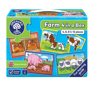 Farm  - 4 in a Box Puzzles (4, 6, 8, 12 pc)