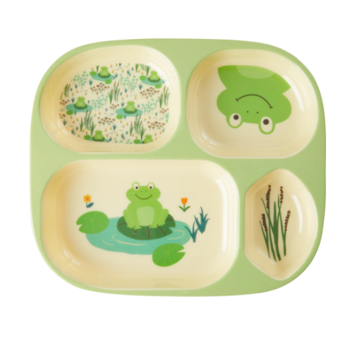 Melamine Kids 4 Room Plate - Frog Print