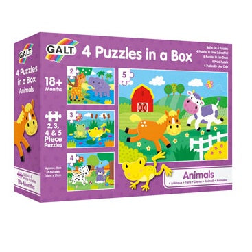 4 Puzzles in a Box - Animals