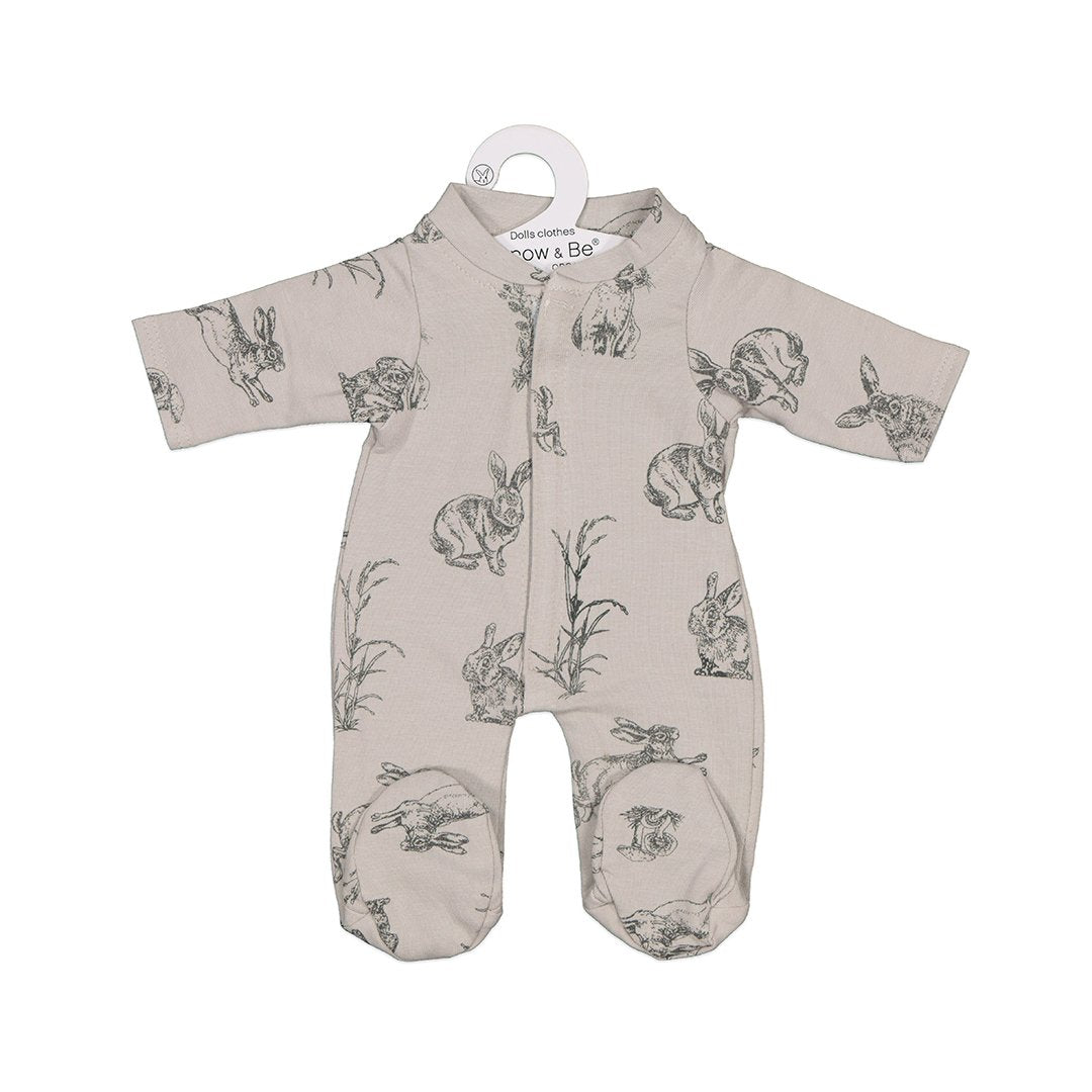 Grey Burrowers Doll Sleepsuit - Small