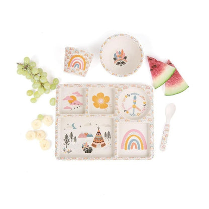 Bamboo Divided Plate Set
