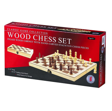 Chess, wood 10.5" inlaid