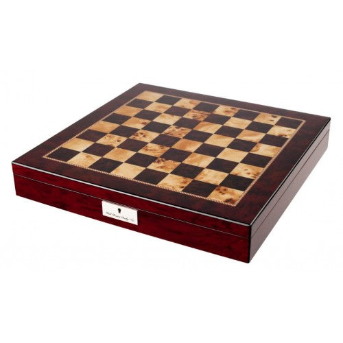 Chess Set Mahogany 20" with Compartments & Bronze/Copper Pieces