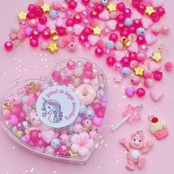 Pink Heart Bead Jewellery Making Kit