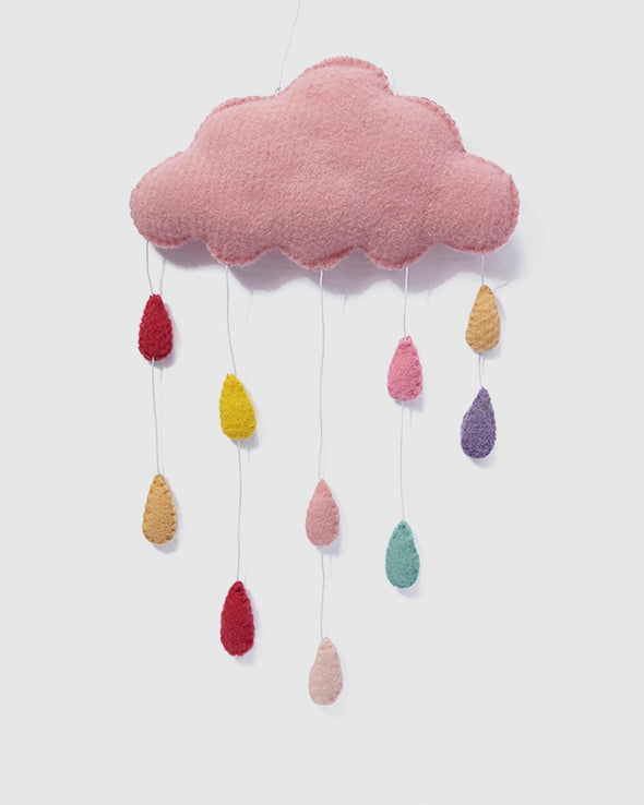 Mobile- Felt Cloud with rain drops