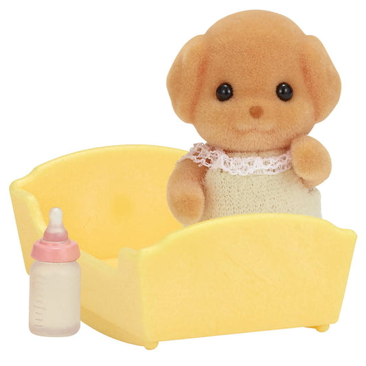 Toy Poodle Baby with Yellow Crib