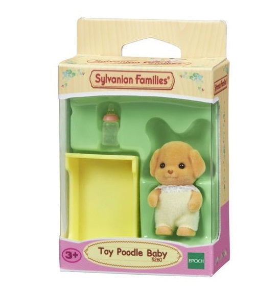 Toy Poodle Baby with Yellow Crib