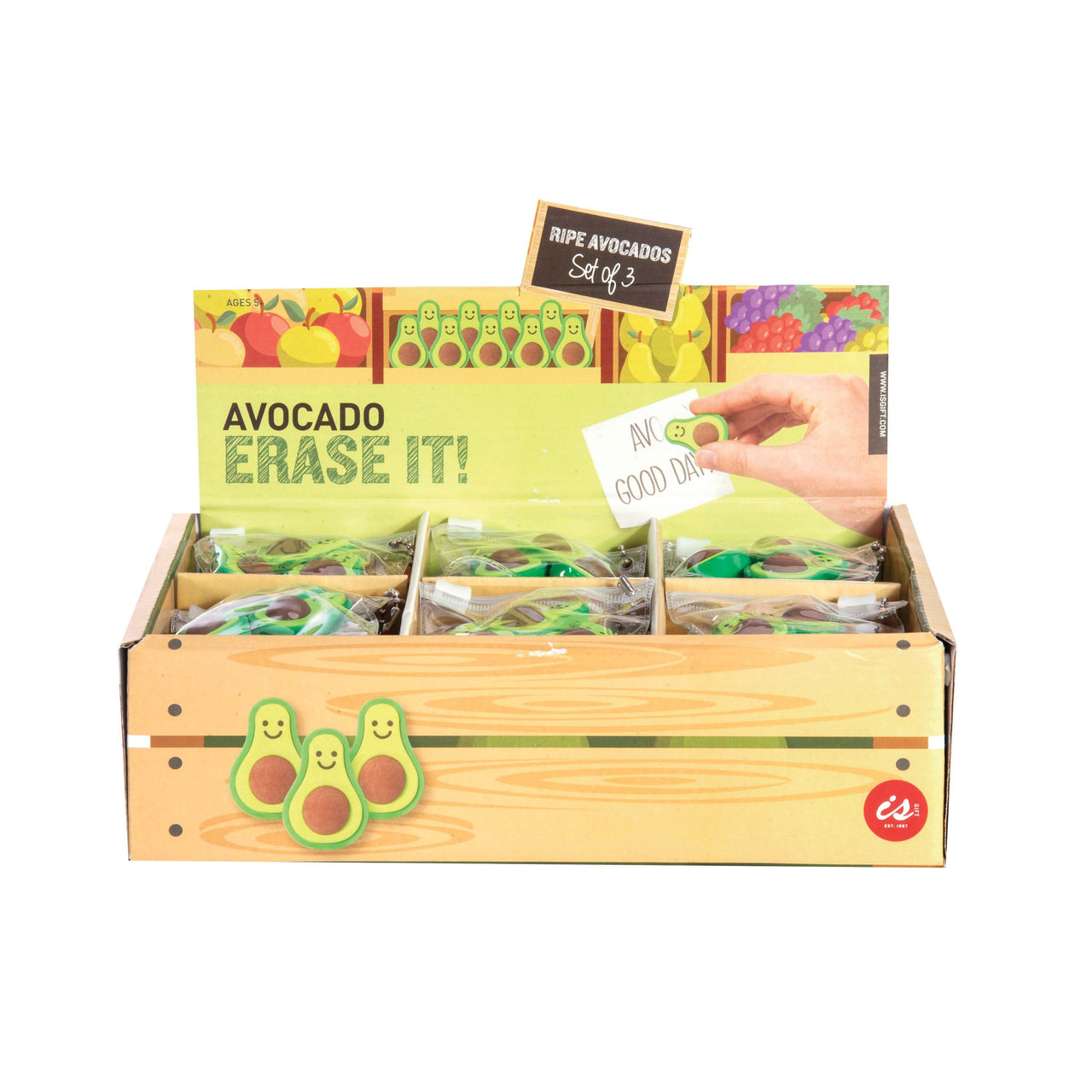 Set of 3 Avocado Erasers