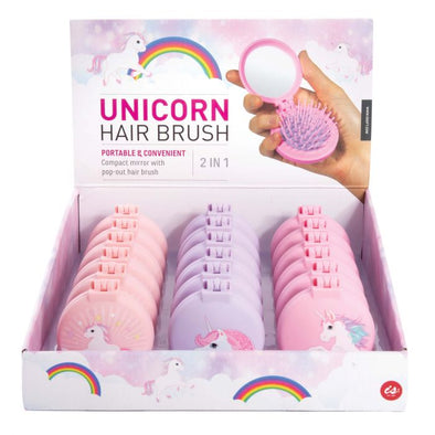 Unicorn - Compact Hair Brush/Mirror