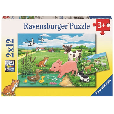 2 x 12 pc Puzzle - Baby Farm Animals