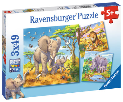 3 x 49 pc Puzzle - Wild Animals