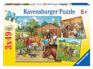 3 x 49 pc Puzzle - A Day With The Horses