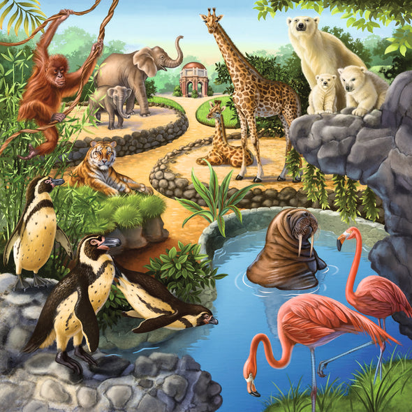 3 x 49 pc Puzzle - Forest / Zoo / Domestic Animals