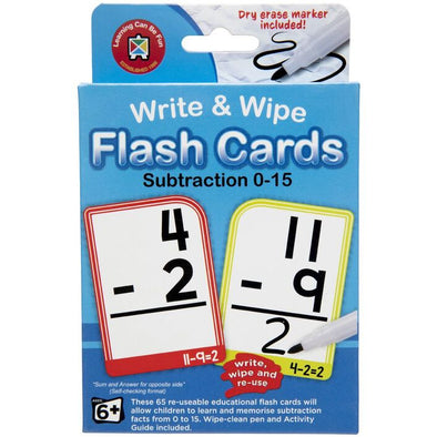 Write & Wipe Flash Cards - Subtraction 0-15