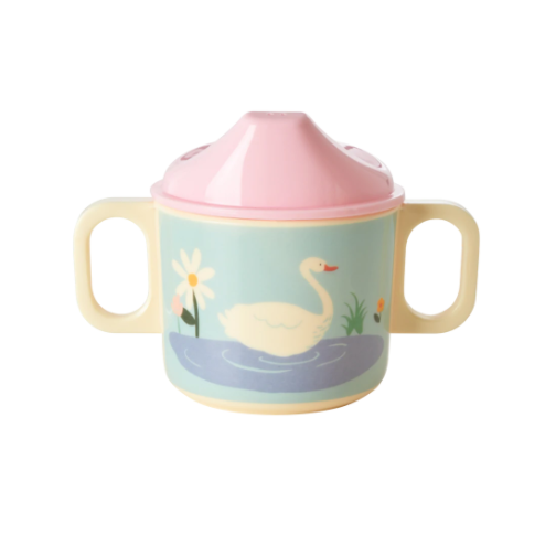 Melamine 2 Handle Baby Cup - Swan Print
