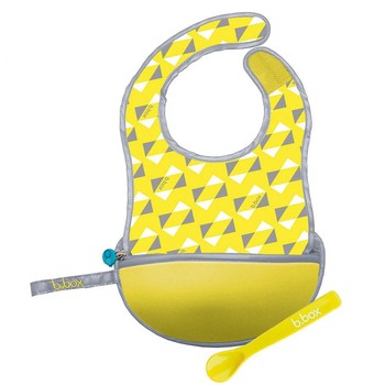 Travel Bib and Spoon - assorted colours